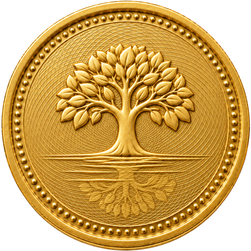 The GIL coin: a leafy tree reflected in still fresh water